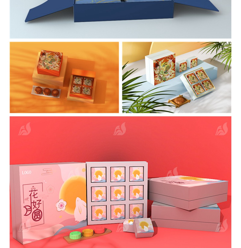 101款高端品牌样机中国风中秋月饼礼盒国潮盒子包装VI贴图PSD设计素材 图片素材 sucaiwan.com