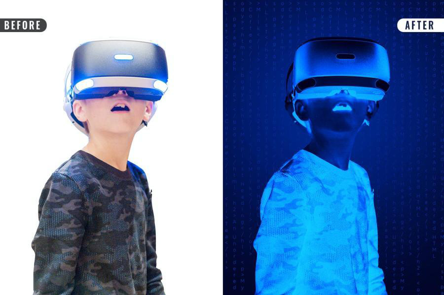 PSD模板-将照片处理成科技AI扫描仪效果PSD滤镜样机模板 图片素材 sucaiwan.com