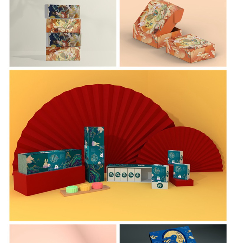 101款高端品牌样机中国风中秋月饼礼盒国潮盒子包装VI贴图PSD设计素材 图片素材 sucaiwan.com