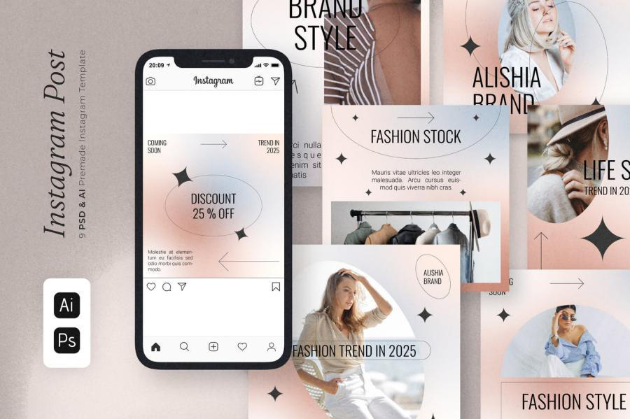 PSD模板-时尚酸性元素风格海报设计PS模板 图片素材 sucaiwan.com
