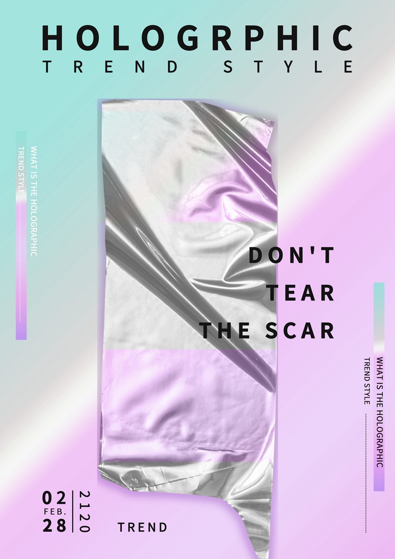 梦幻几何渐变全息光影海报展PSD模板 图片素材 sucaiwan.com