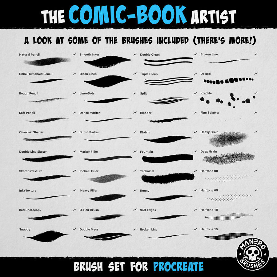 Procreate笔刷-漫画插画素描铅笔线稿着色填充笔刷素材 笔刷资源 sucaiwan.com