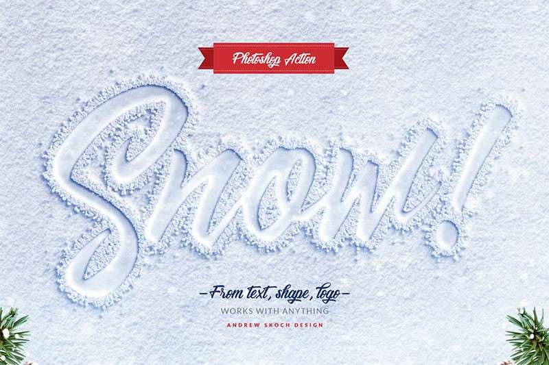 真实雪地文字效果PS动作 插件预设 sucaiwan.com