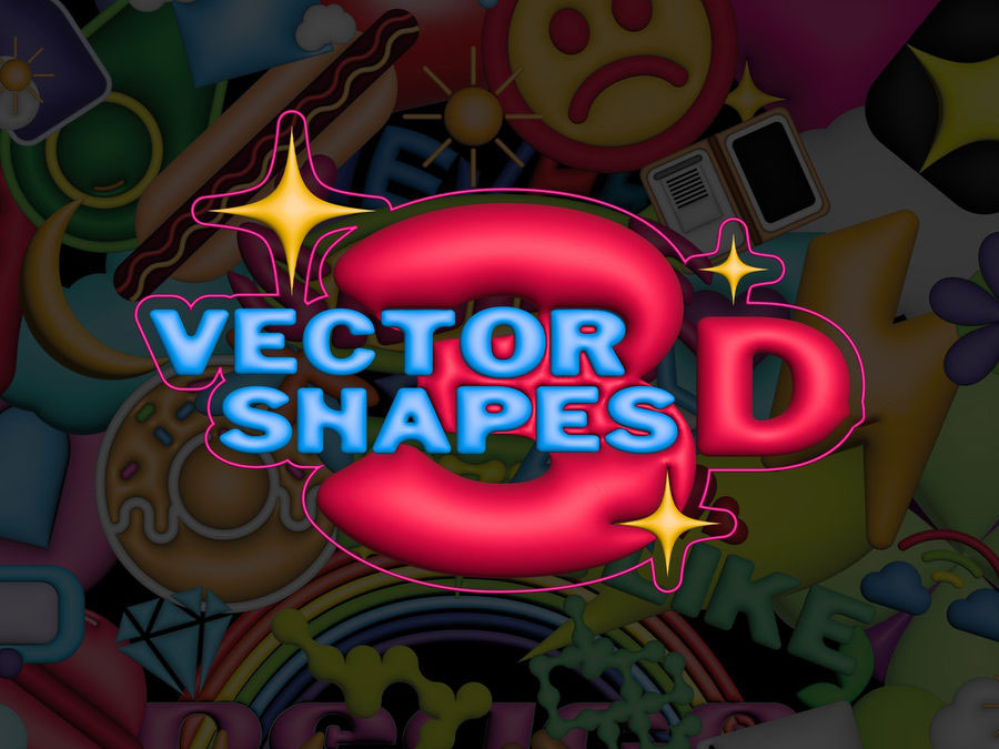 PNG素材-50款创意复古3D立体ai矢量形状插画元素素材 图片素材 sucaiwan.com