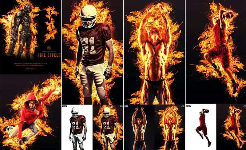 Photoshop火焰燃烧动作 插件预设 sucaiwan.com