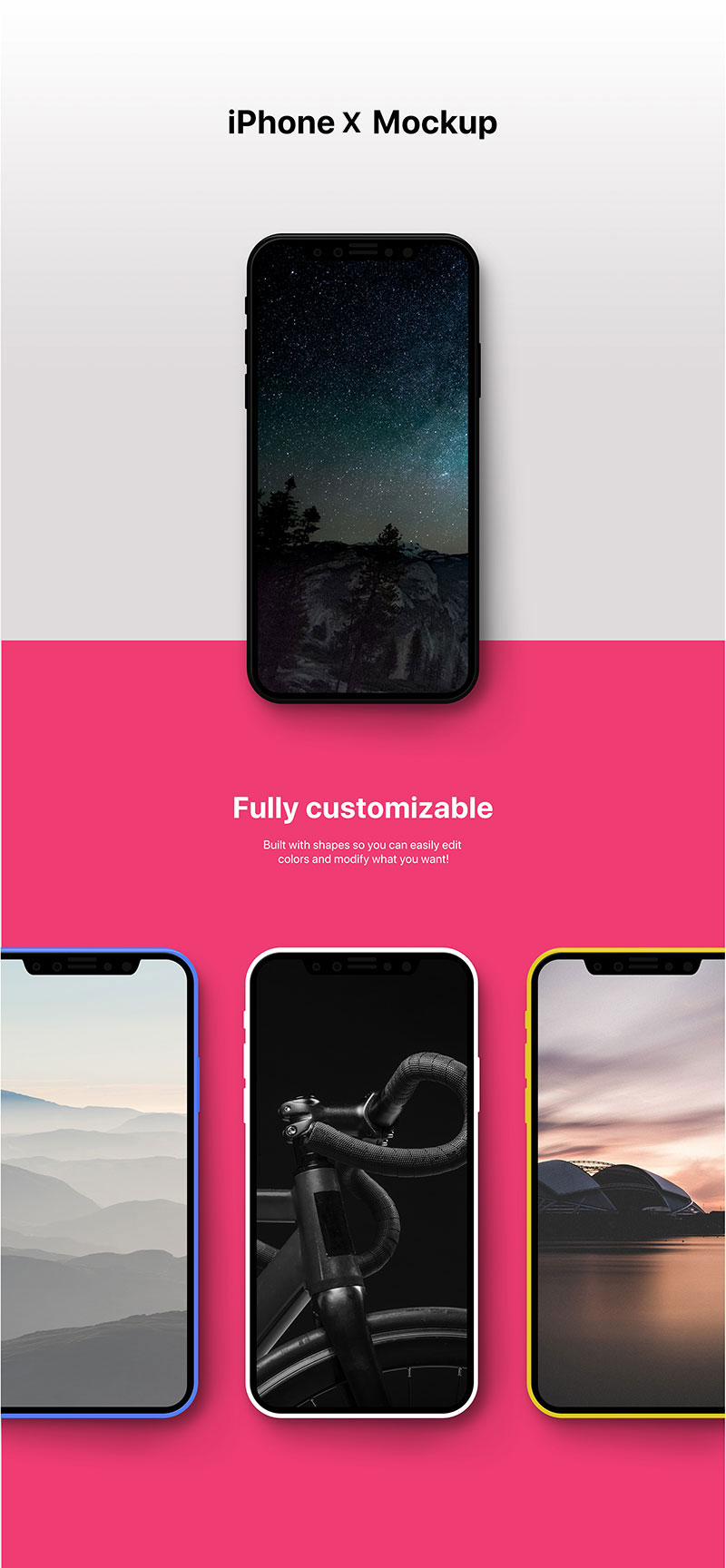 iphone X 手机模版，PSD源文件 样机素材 sucaiwan.com