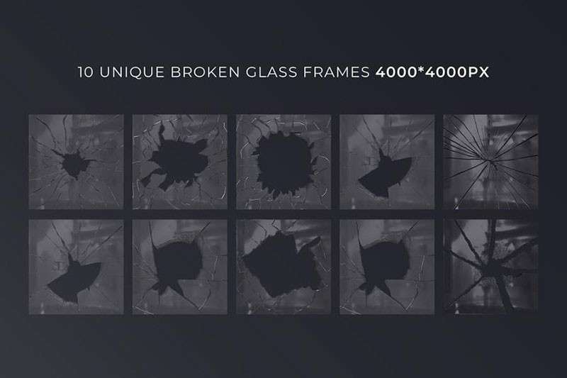 真实玻璃破裂碎片效果PNG背景图片素材 图片素材 sucaiwan.com