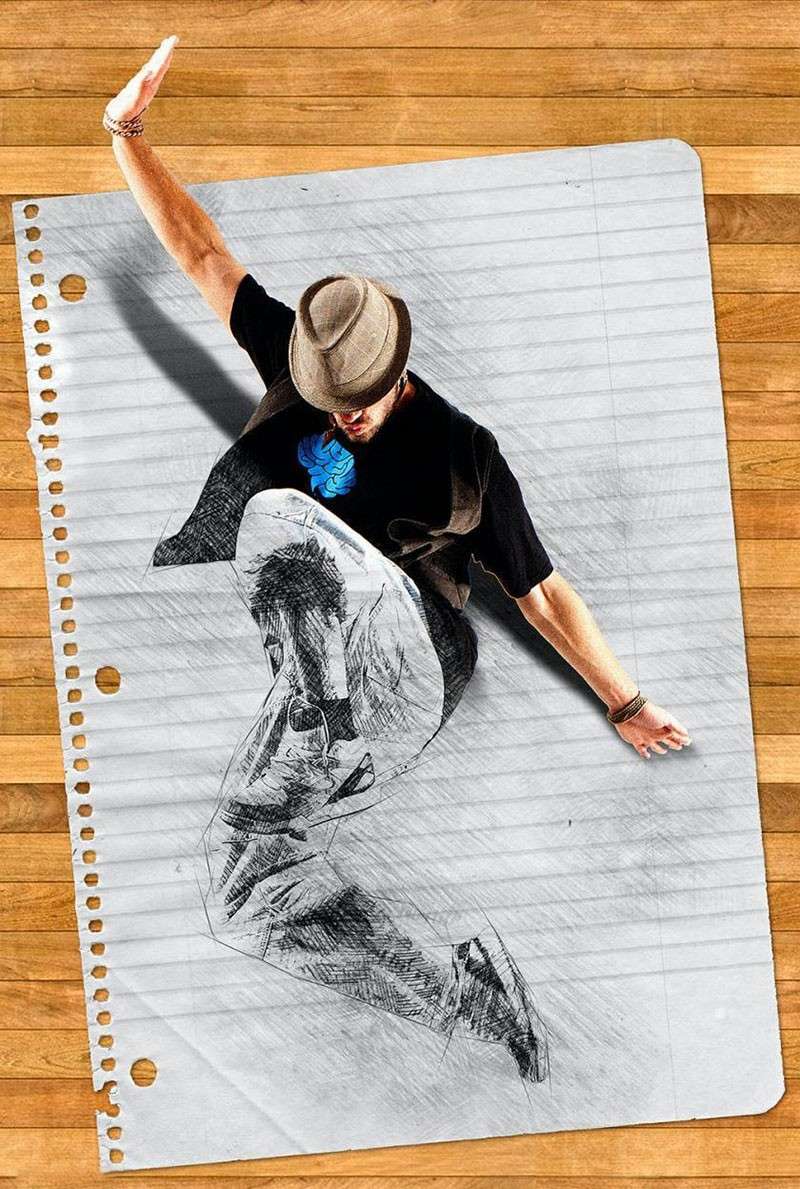 3D素描视觉效果PS动作+视频教程 插件预设 sucaiwan.com