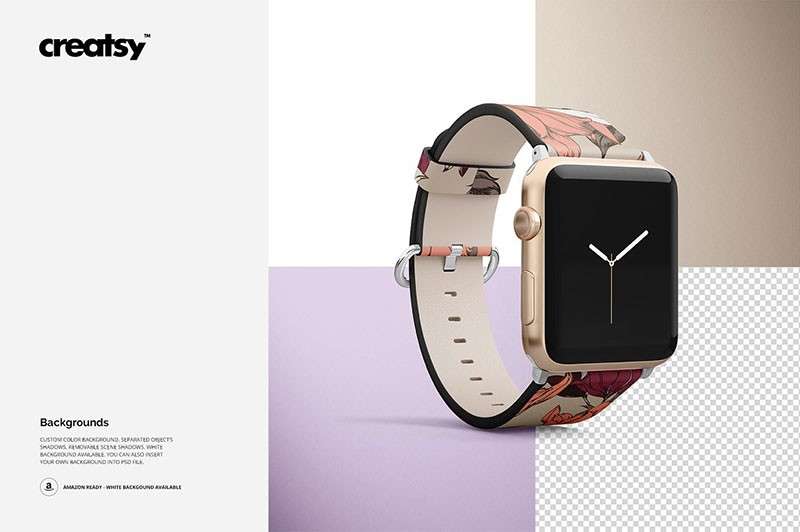 Apple Watch苹果手表带设计展示样机模板PSD 样机素材 sucaiwan.com