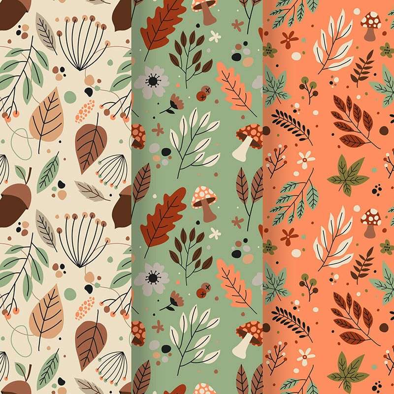 12套秋季无缝背景图案，AI源文件 图片素材 sucaiwan.com