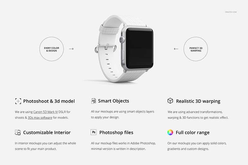 Apple Watch苹果手表带设计展示样机模板PSD 样机素材 sucaiwan.com