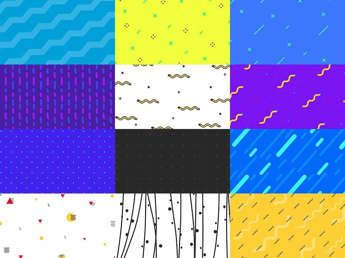 100个复古孟菲斯渐变图案背景素材PSD 图片素材 sucaiwan.com