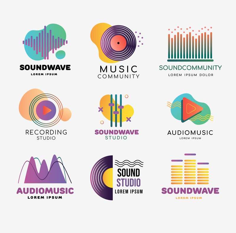 9款时尚音乐主题LOGO模板，AI源文件 样机素材 sucaiwan.com