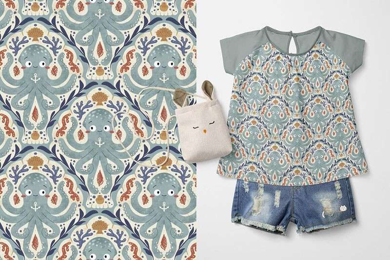 海洋主题无缝背景图案，JPG、PNG、TIF格式 图片素材 sucaiwan.com