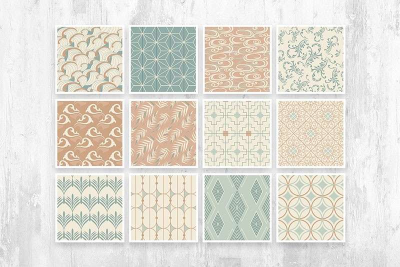 古风元素无缝装饰矢量图案，PAT AI PSD格式 图片素材 sucaiwan.com