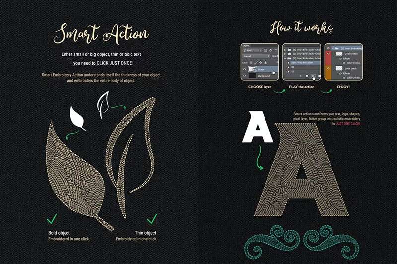 逼真刺绣纹理效果PS动作 插件预设 sucaiwan.com