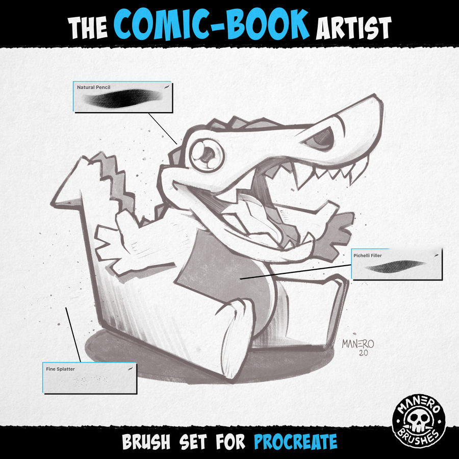 Procreate笔刷-漫画插画素描铅笔线稿着色填充笔刷素材 笔刷资源 sucaiwan.com