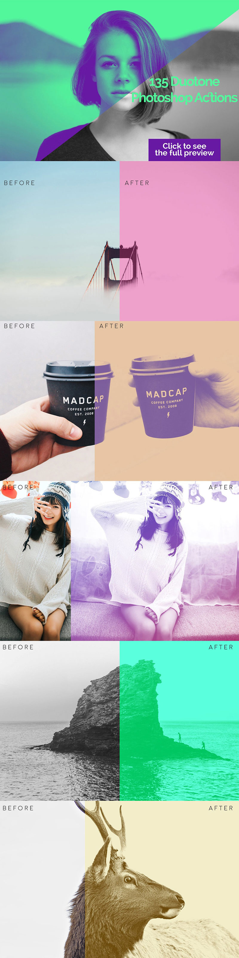 135款双色渐变滤镜，PS动作 插件预设 sucaiwan.com