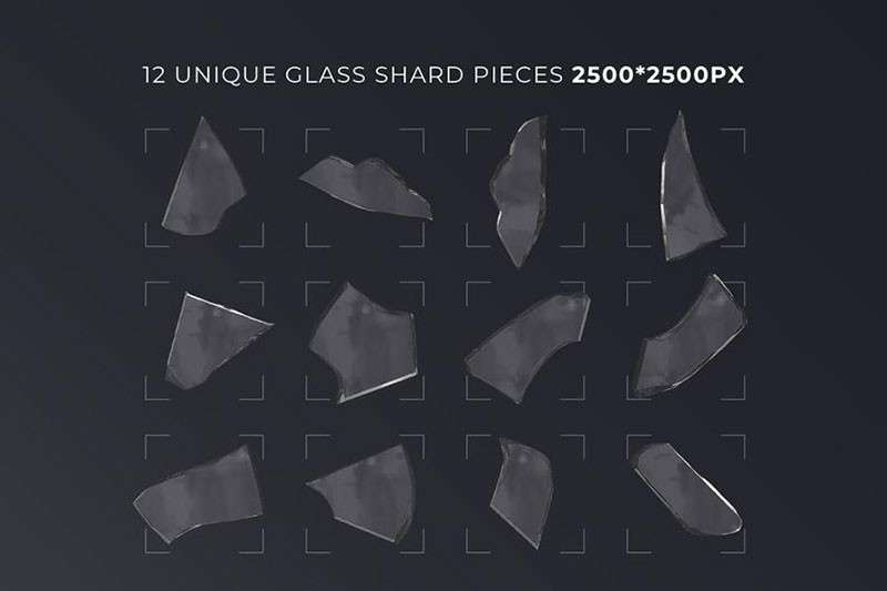 真实玻璃破裂碎片效果PNG背景图片素材 图片素材 sucaiwan.com