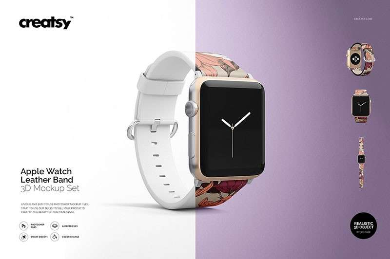 Apple Watch苹果手表带设计展示样机模板PSD 样机素材 sucaiwan.com