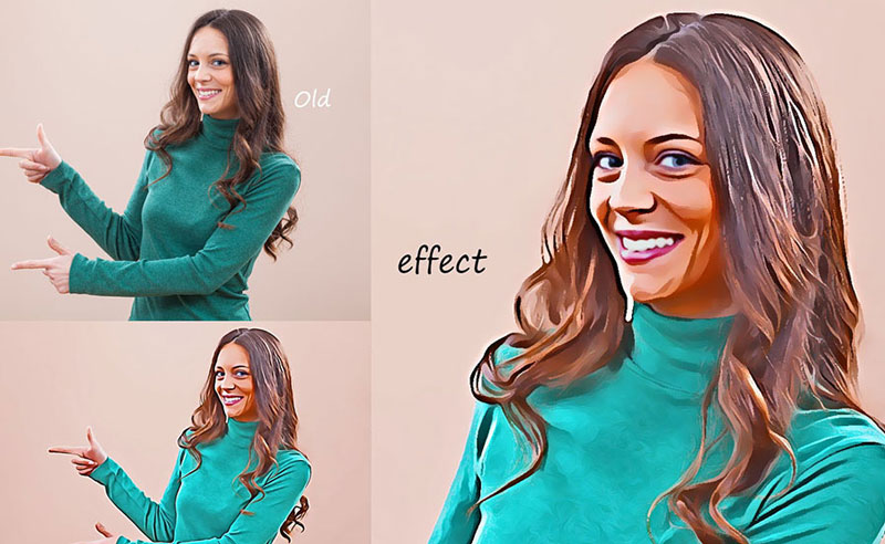 一键油画效果，ps动作 插件预设 sucaiwan.com