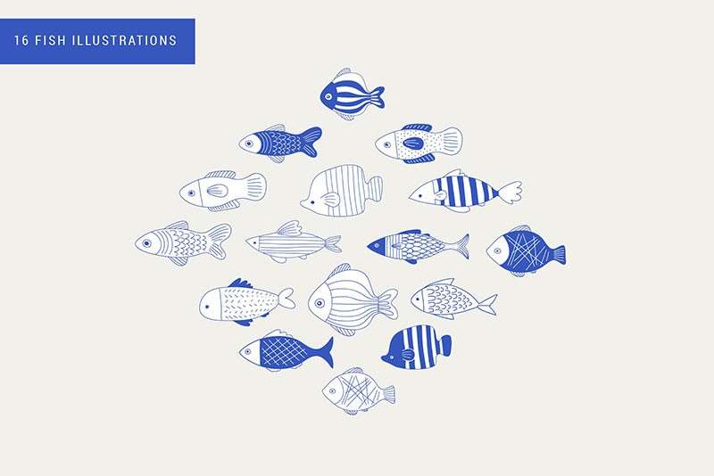 日式文艺手绘AI矢量图案套装 图片素材 sucaiwan.com