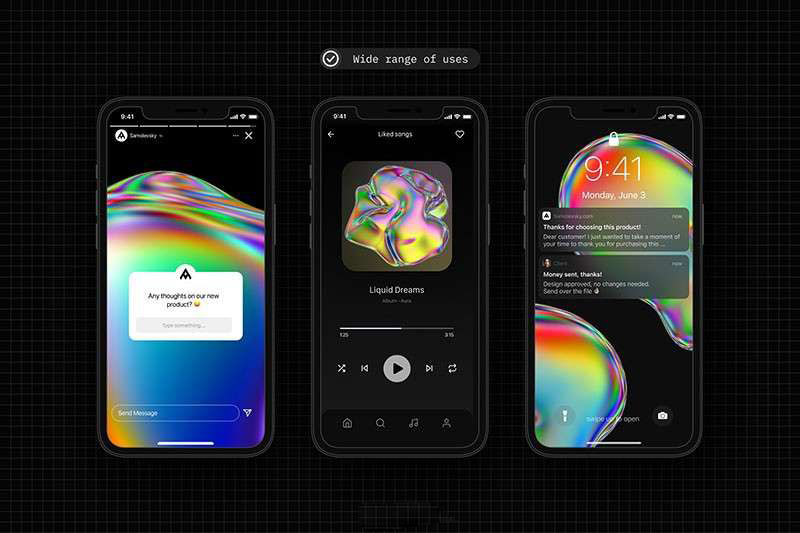 72张镭射渐变3D图形素材PNG 图片素材 sucaiwan.com