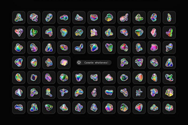 72张镭射渐变3D图形素材PNG 图片素材 sucaiwan.com