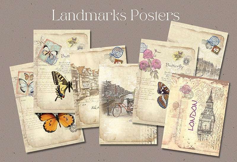 110+复古手工艺品拼贴手帐PNG免抠素材 图片素材 sucaiwan.com