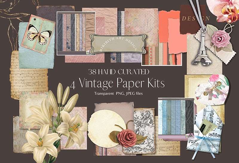 110+复古手工艺品拼贴手帐PNG免抠素材 图片素材 sucaiwan.com