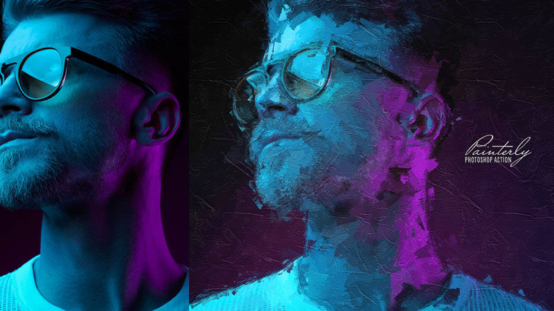 写实油画效果Photoshop动作 插件预设 sucaiwan.com