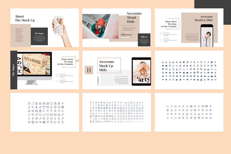 时尚杂志风格 PPT模板 样机素材 sucaiwan.com