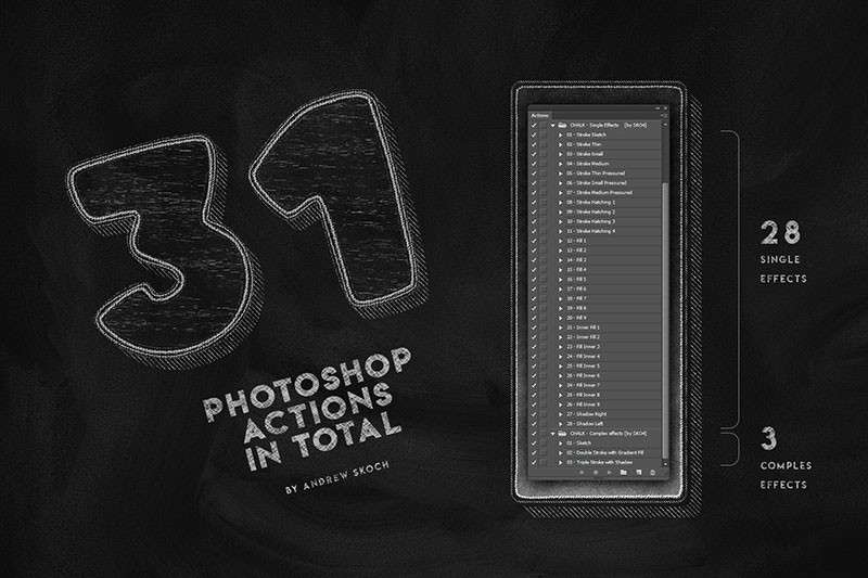 Photoshop粉笔字效果动作 插件预设 sucaiwan.com