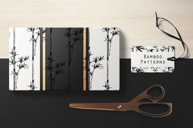 水墨风竹子无缝矢量图案，AI PNG格式 图片素材 sucaiwan.com