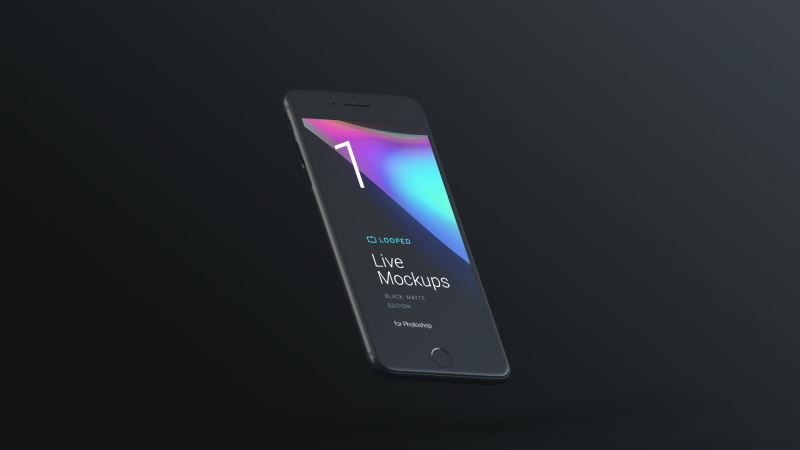 苹果产品黑色多角度样机展示模板，PSD格式 样机素材 sucaiwan.com