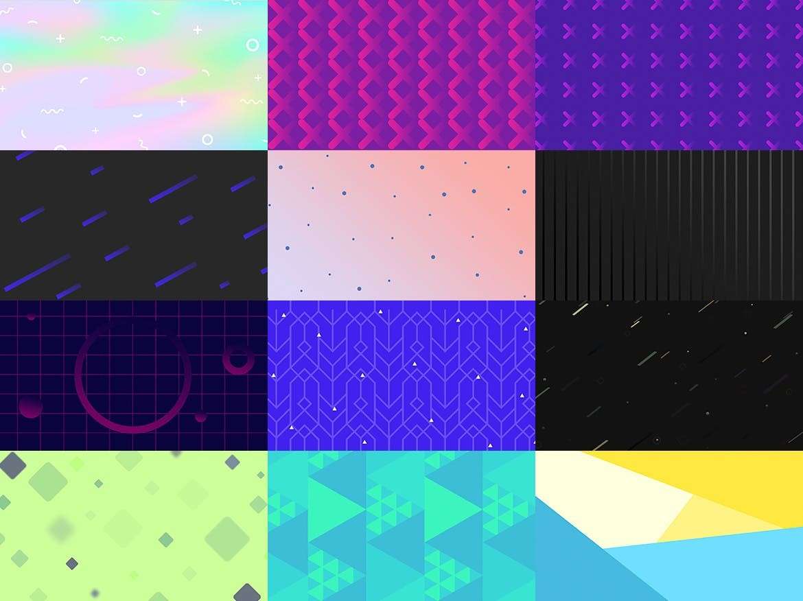 100个复古孟菲斯渐变图案背景素材PSD 图片素材 sucaiwan.com