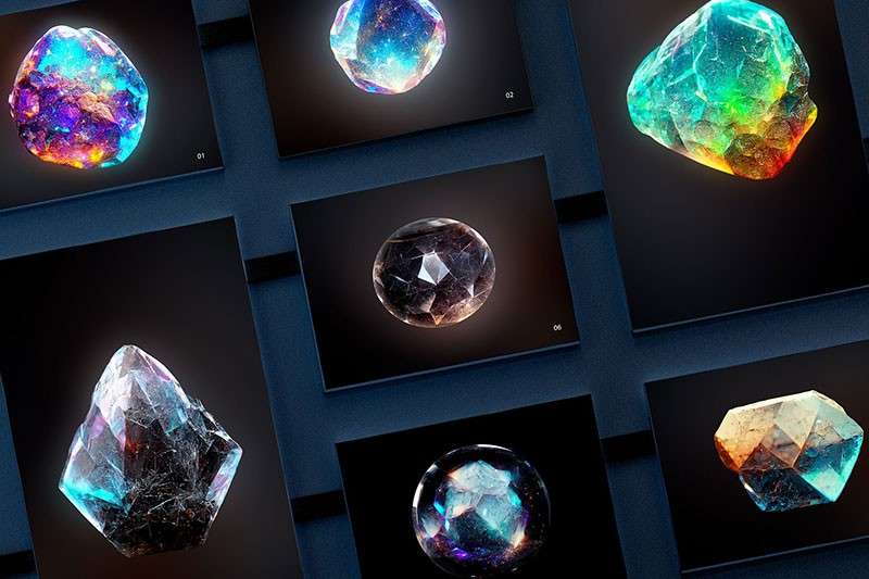 超写实3D彩虹水晶宝石PNG图片素材 图片素材 sucaiwan.com