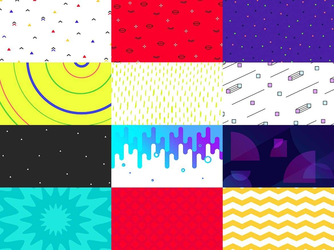 100个复古孟菲斯渐变图案背景素材PSD 图片素材 sucaiwan.com