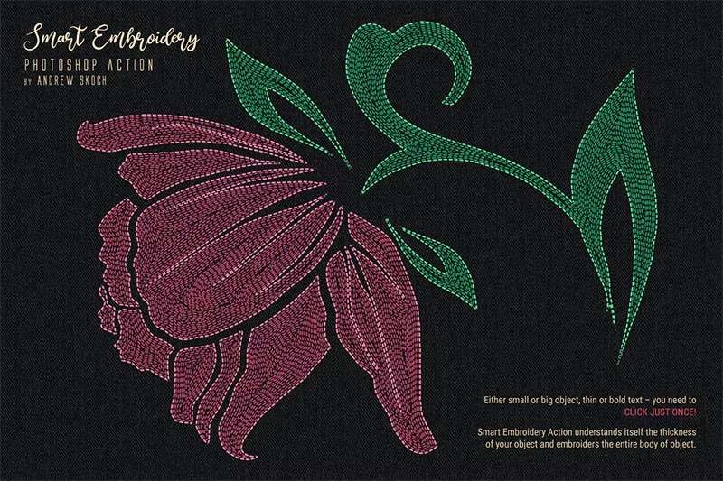 逼真刺绣纹理效果PS动作 插件预设 sucaiwan.com