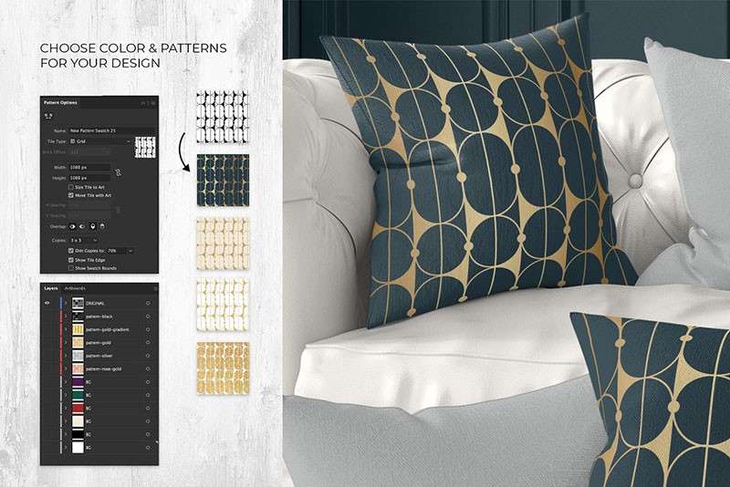 古风元素无缝装饰矢量图案，PAT AI PSD格式 图片素材 sucaiwan.com