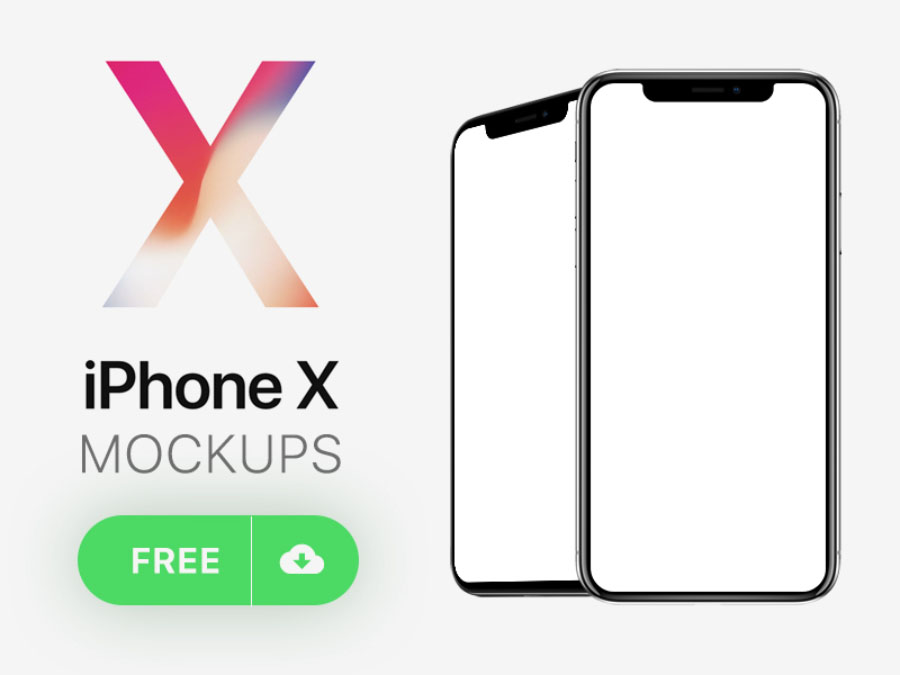 多角度 iPhone X 手机免费模版，PSD格式 样机素材 sucaiwan.com