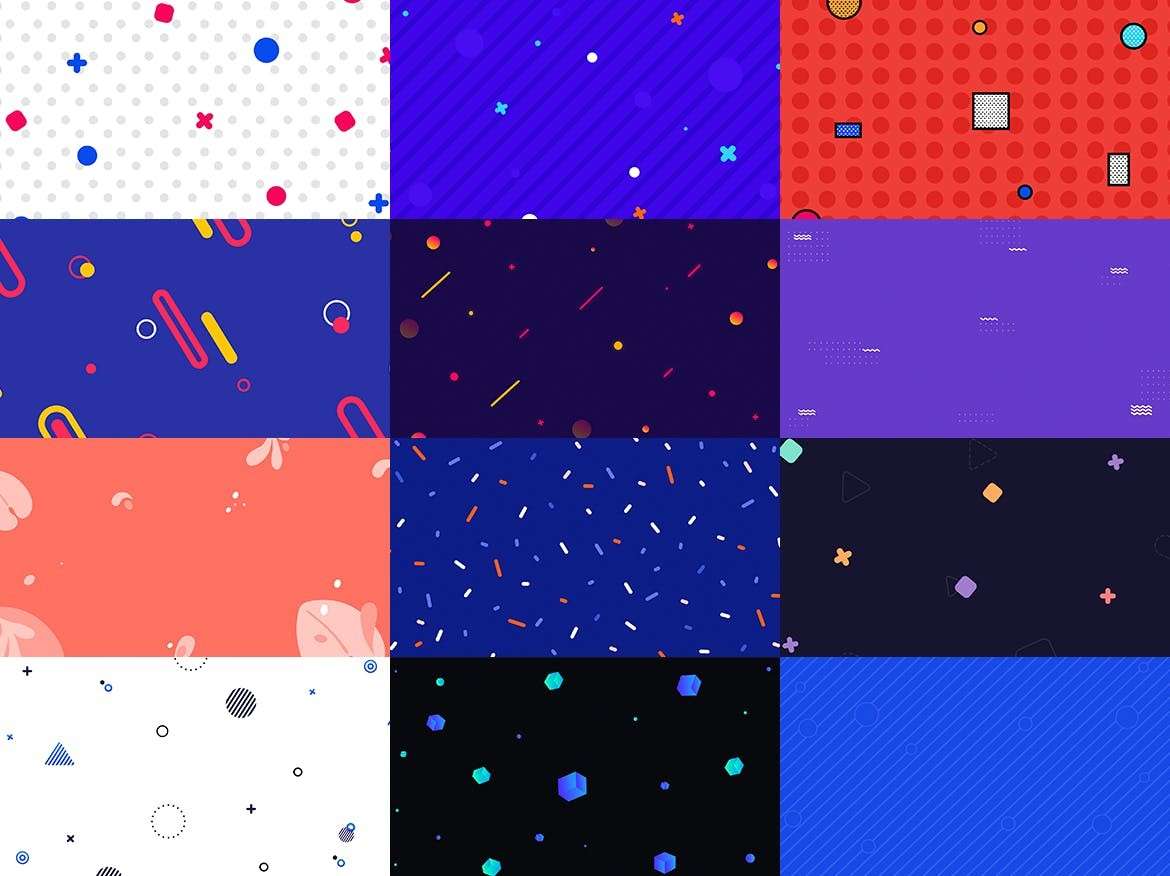 100个复古孟菲斯渐变图案背景素材PSD 图片素材 sucaiwan.com