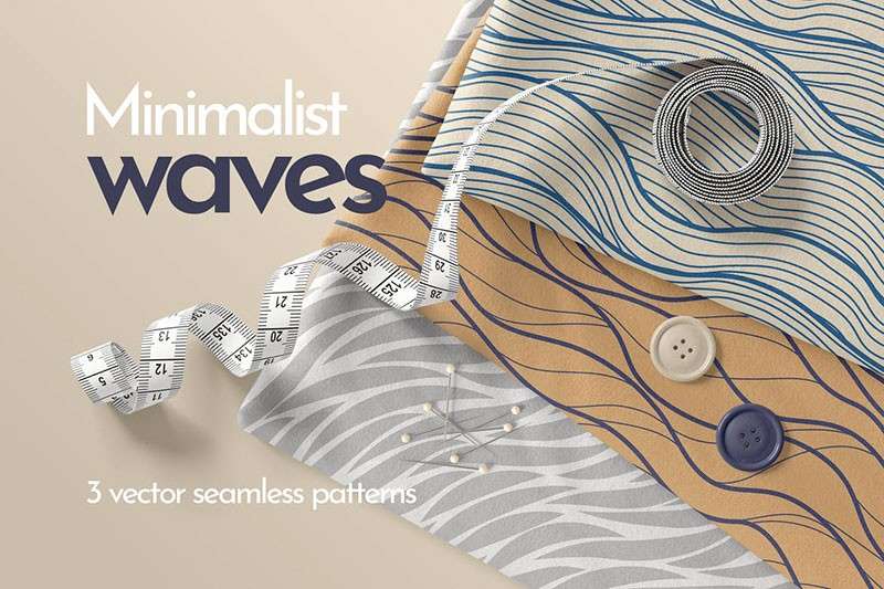 3个极简风线条矢量无缝包装图案，AI PNG格式 图片素材 sucaiwan.com