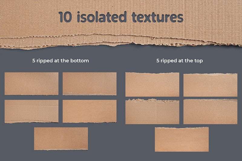 10个纸皮瓦楞纸高清背景素材，PNG PSD格式 图片素材 sucaiwan.com