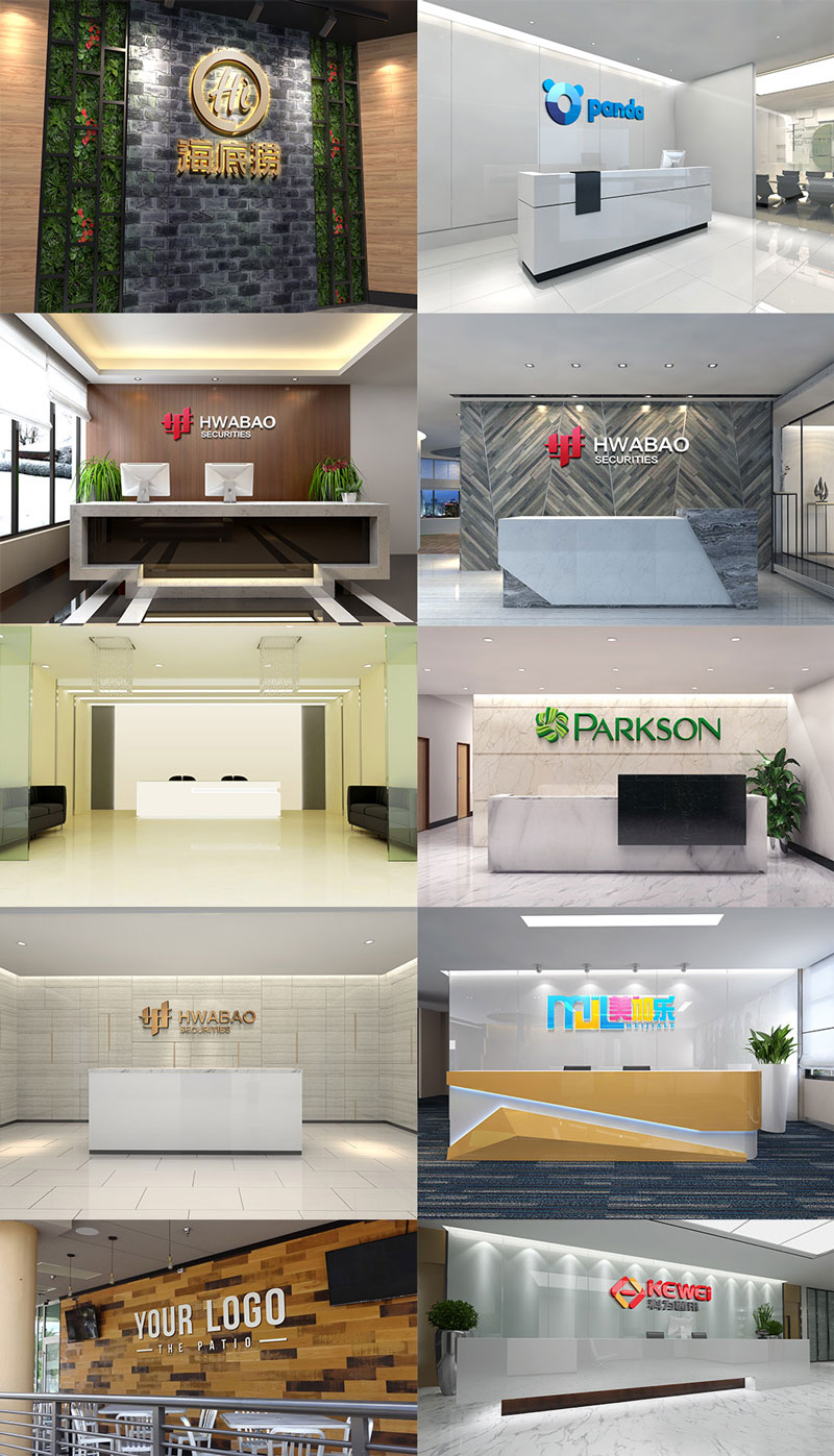 20张企业前台Logo展示模板，PSD源文件 样机素材 sucaiwan.com