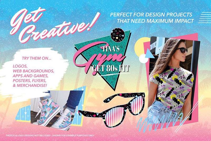 80年代复古风无缝矢量图案，AI PAT格式 图片素材 sucaiwan.com