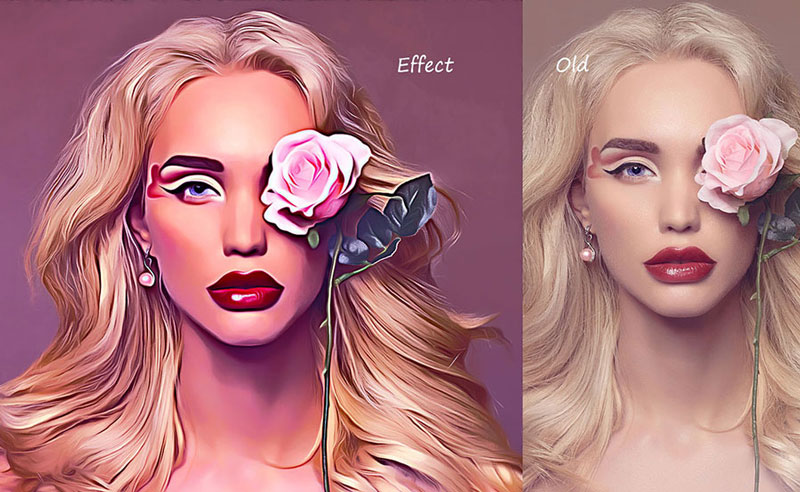 一键油画效果，ps动作 插件预设 sucaiwan.com