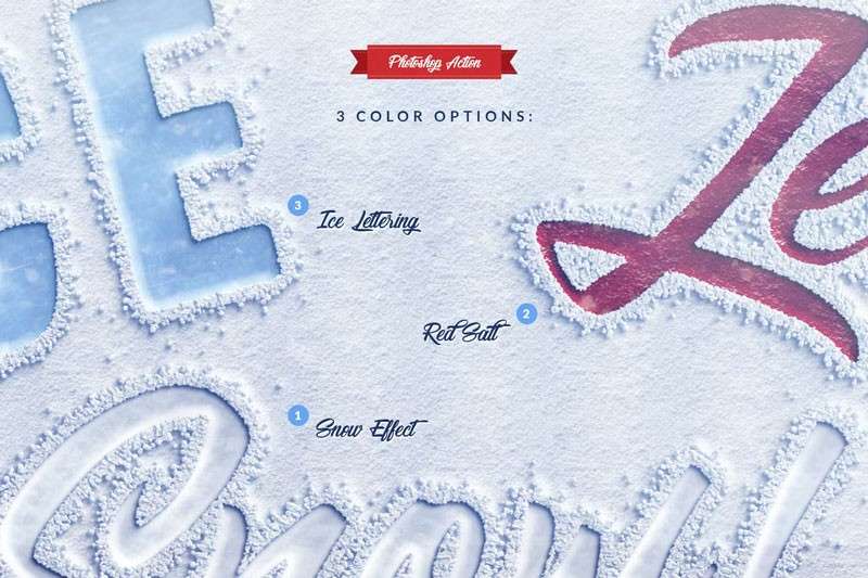 真实雪地文字效果PS动作 插件预设 sucaiwan.com