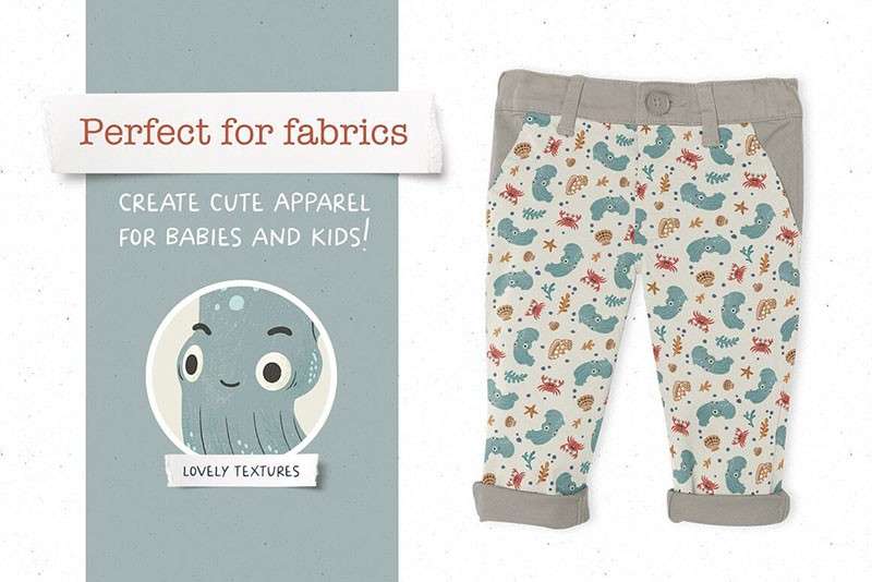 海洋主题无缝背景图案，JPG、PNG、TIF格式 图片素材 sucaiwan.com