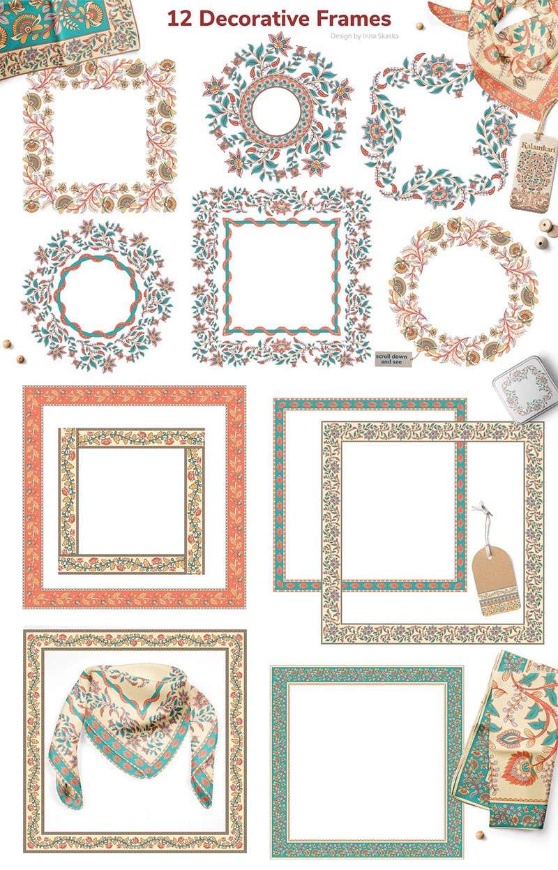 100+印度的传统服饰花纹图案，AI PNG格式 图片素材 sucaiwan.com